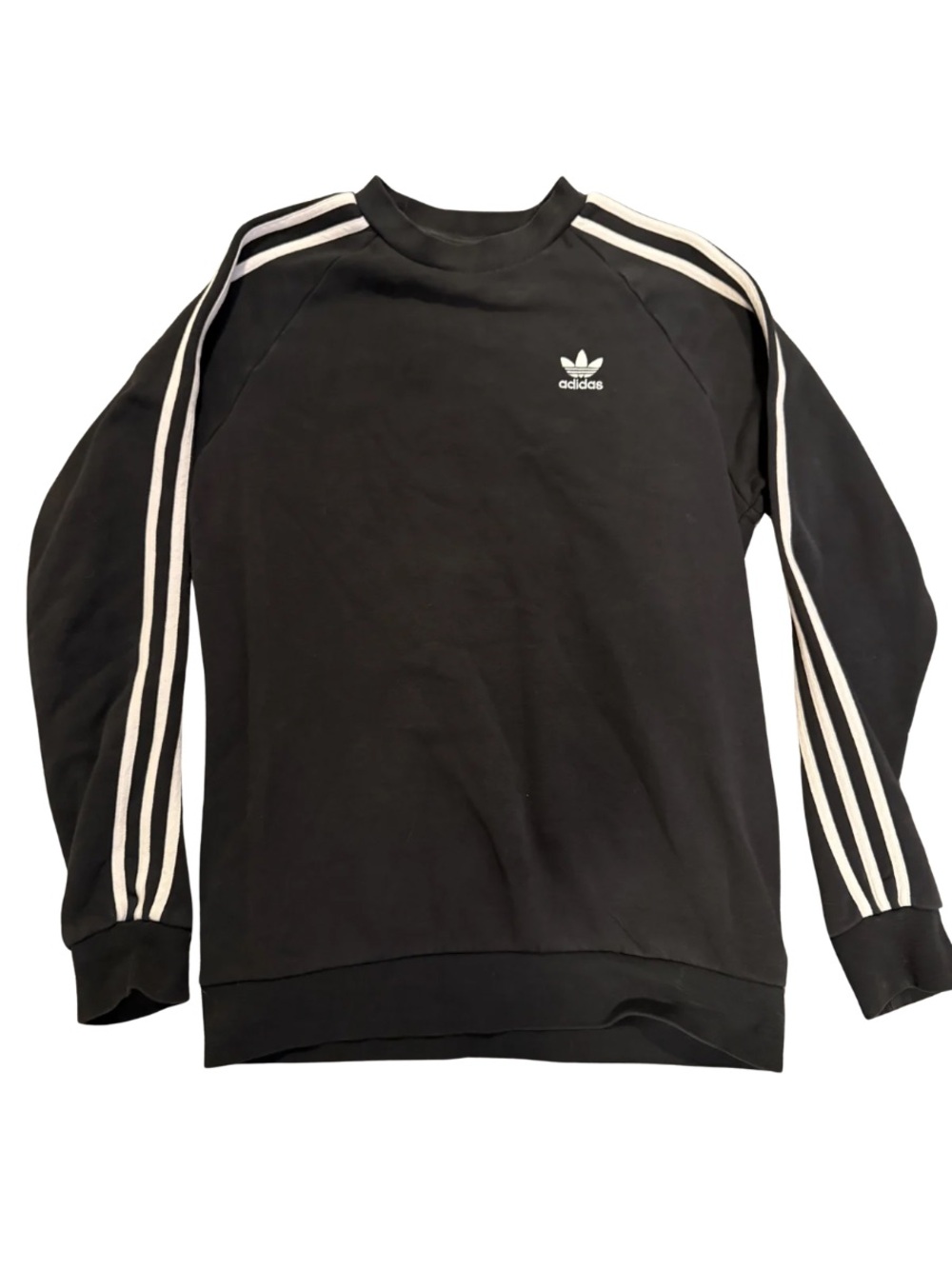 adidas Black Crewneck Sweatshirt with White Three-Stripes